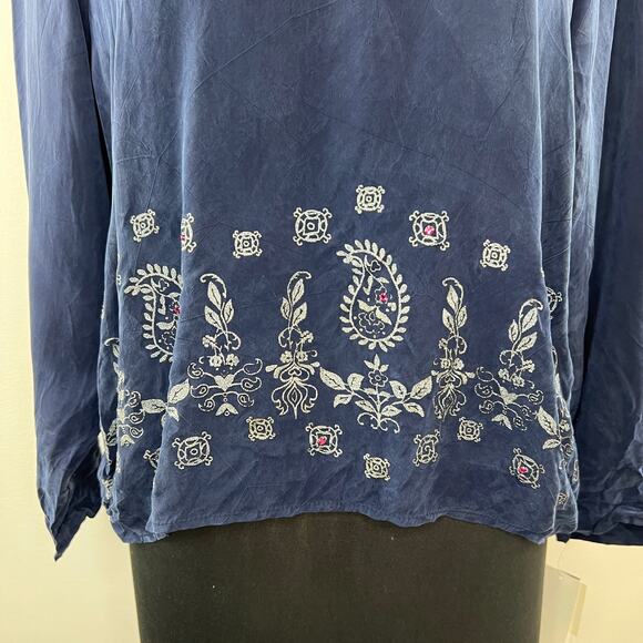 NWT Rabbit Rabbit Rabbit Designs Blue Paisley Long Sleeve Scoop Neck Size 12M - Picture 5 of 7
